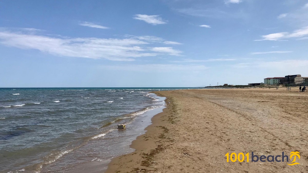 ロシアのカスピ海沿岸のビーチ